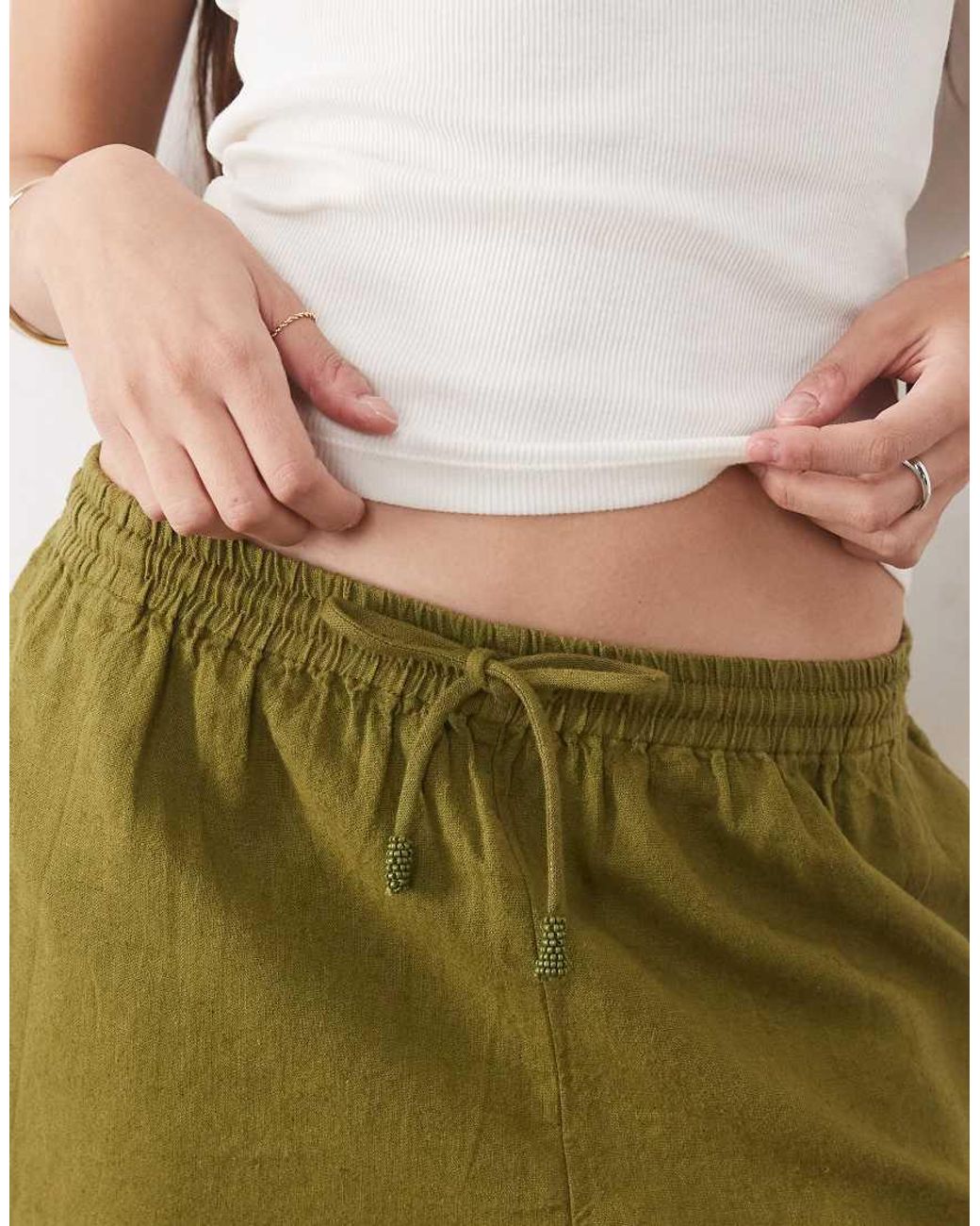 River Island White Linen Blend Shorts