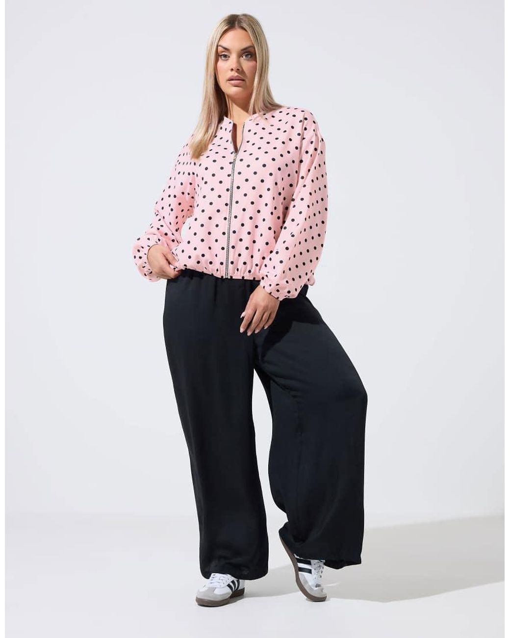 Yours Clothing Red Polka Dot Bomber Jacket