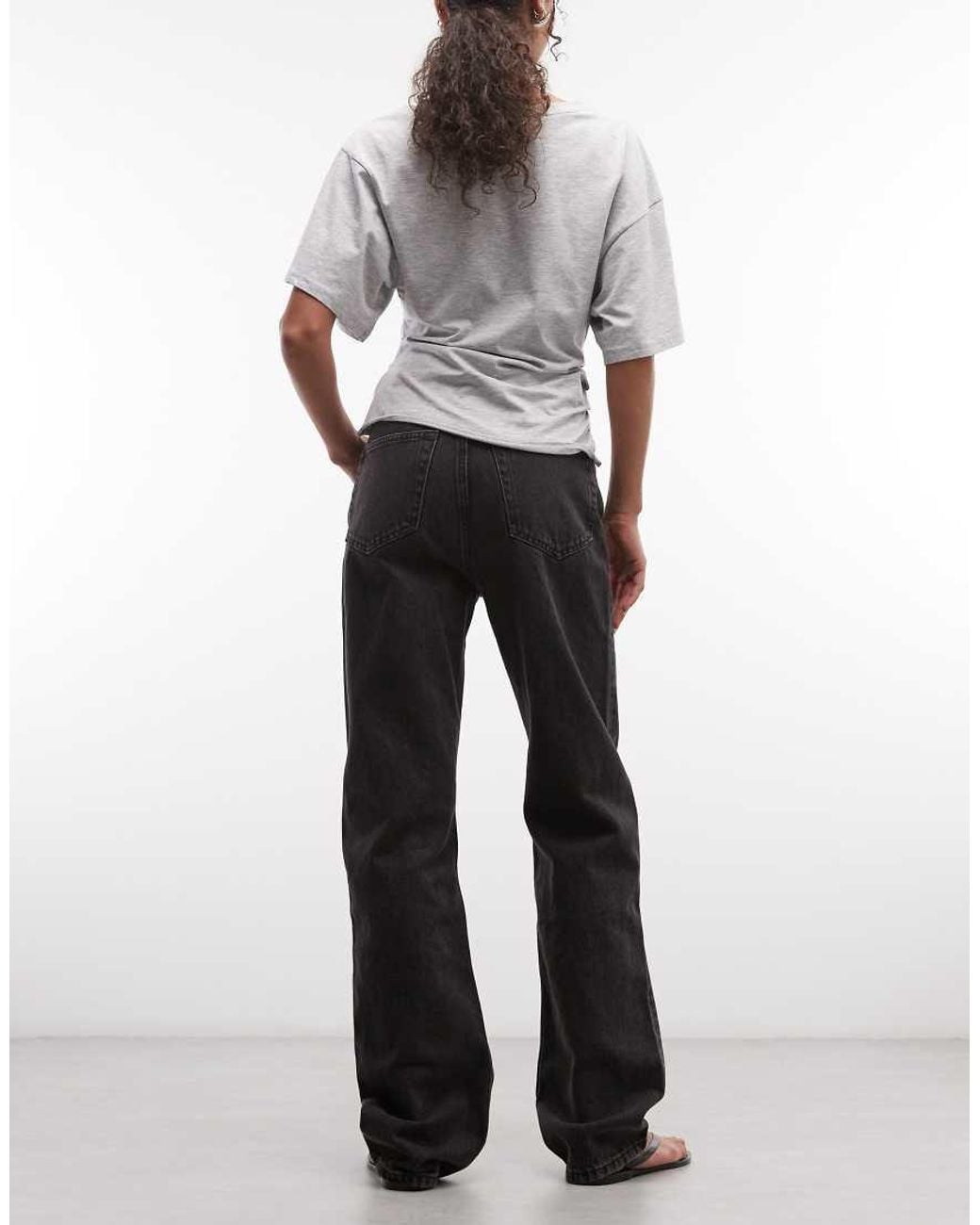 Weekday Black Rowe Extra High Waist Regular Fit Straight Leg Jeans