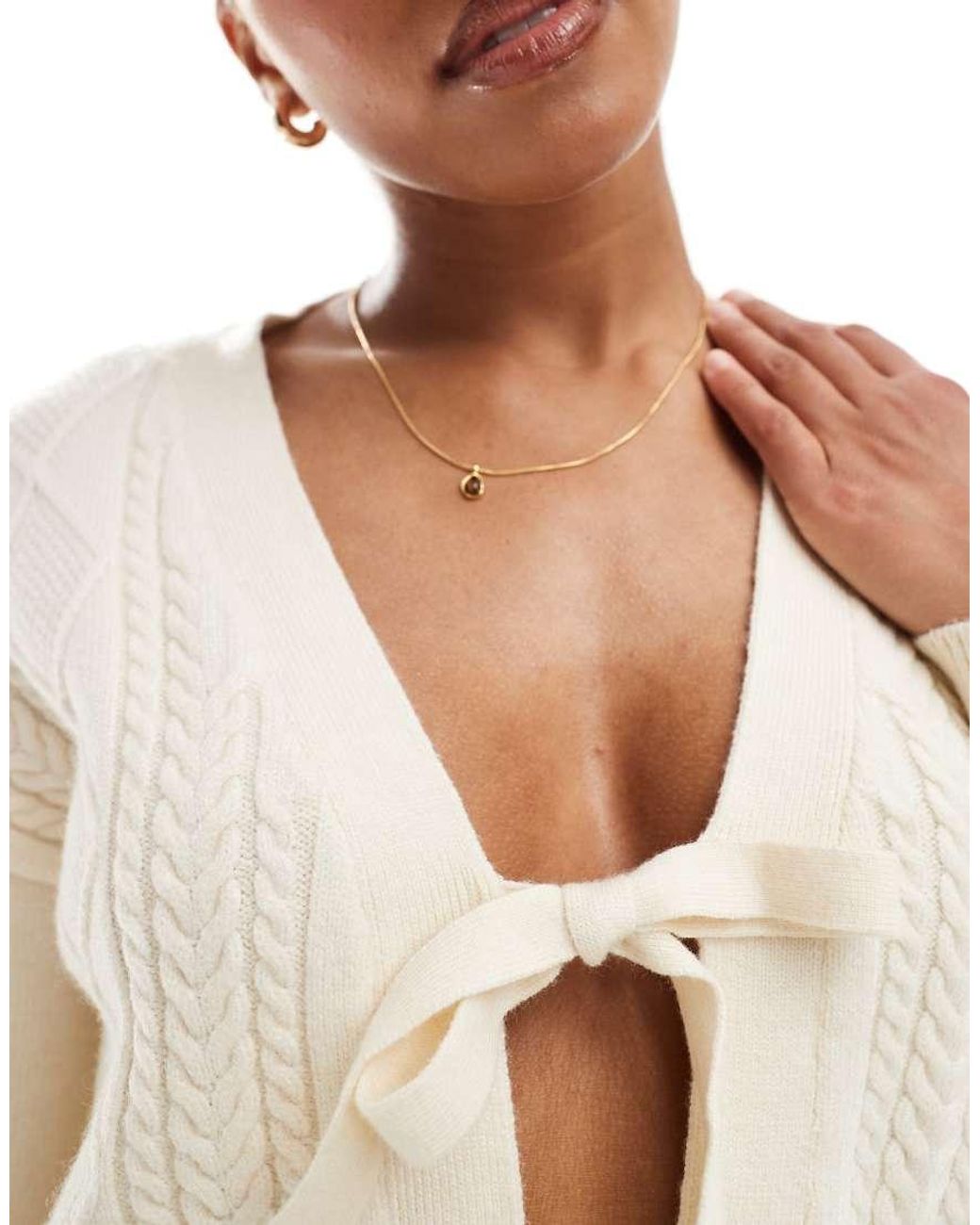 ONLY White Tie Front Knitted Cardigan