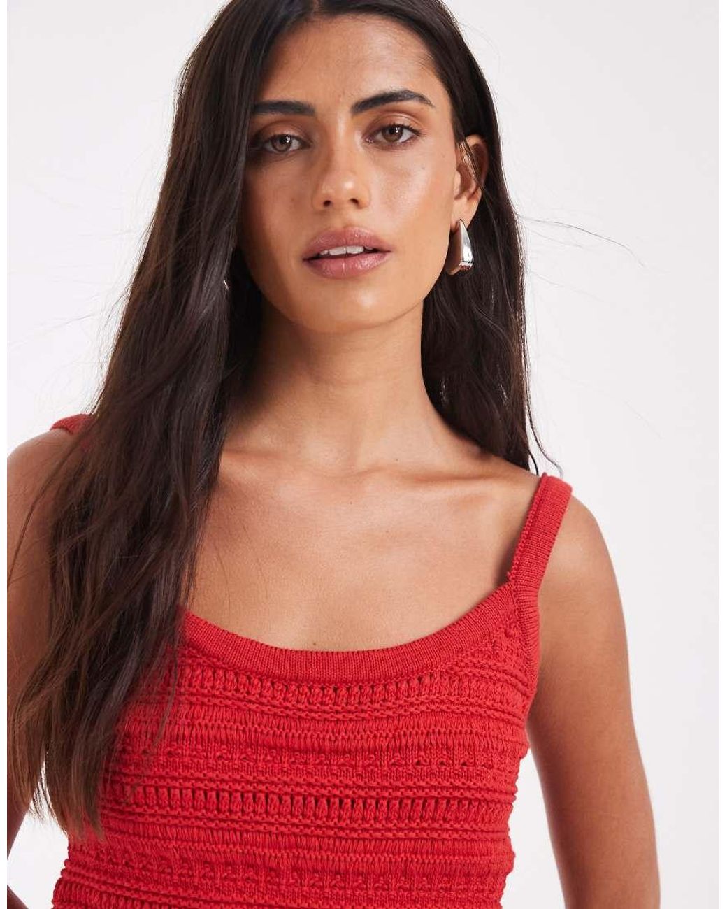 ASOS Red Crochet Knit Cami Top Co-ord
