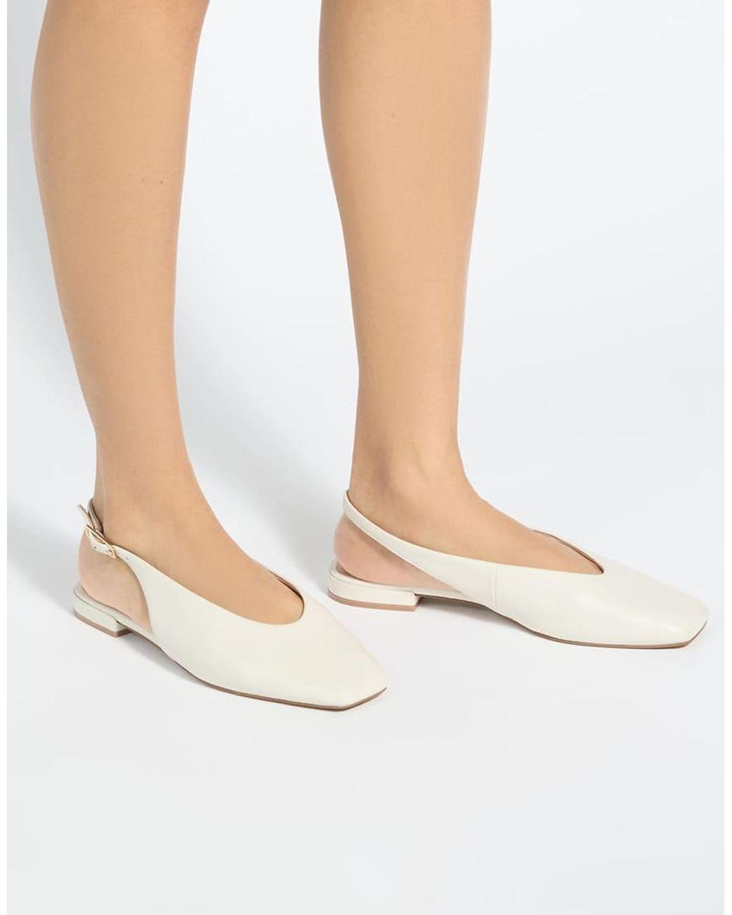 Dune White Heartbeat Ballet Pumps