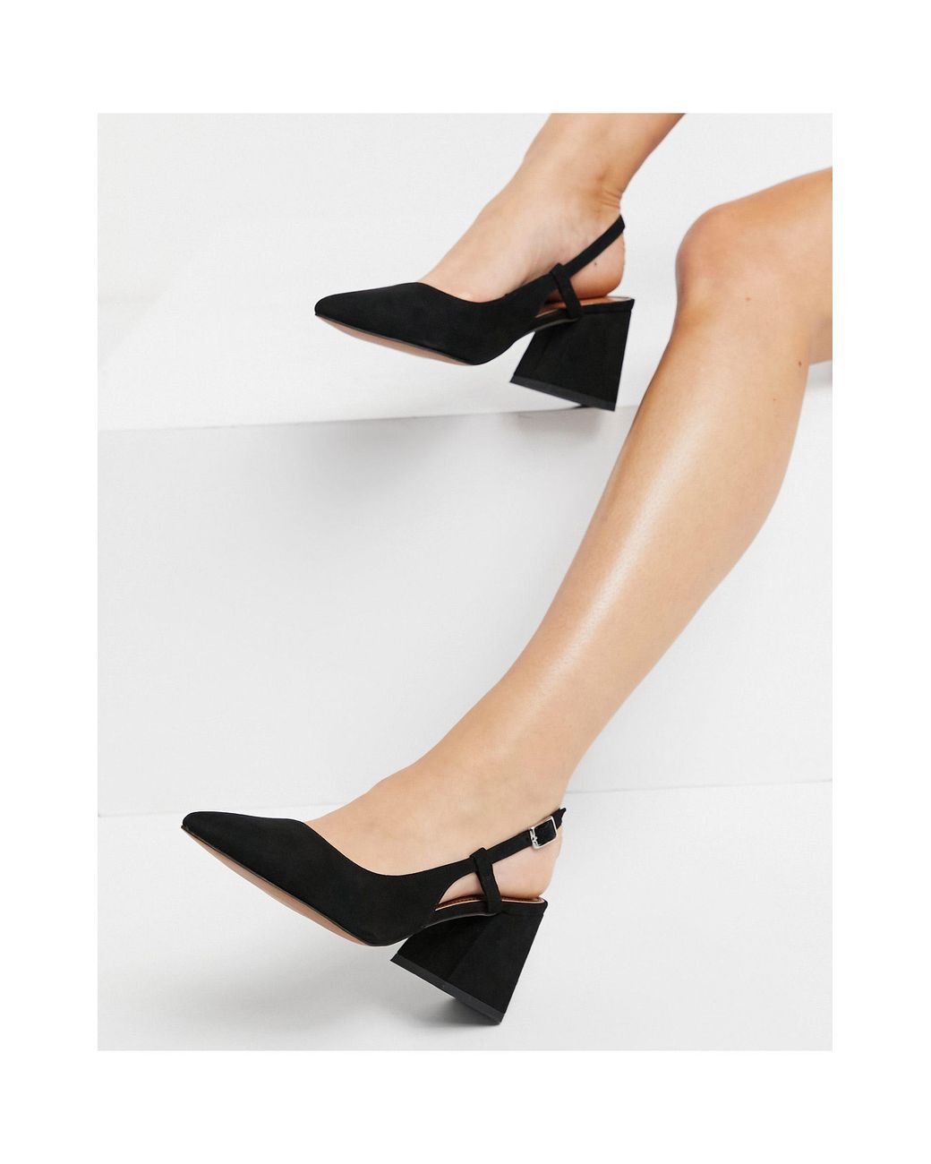 ASOS Wide Fit Sydney Slingback Mid Heels in Black | Lyst UK