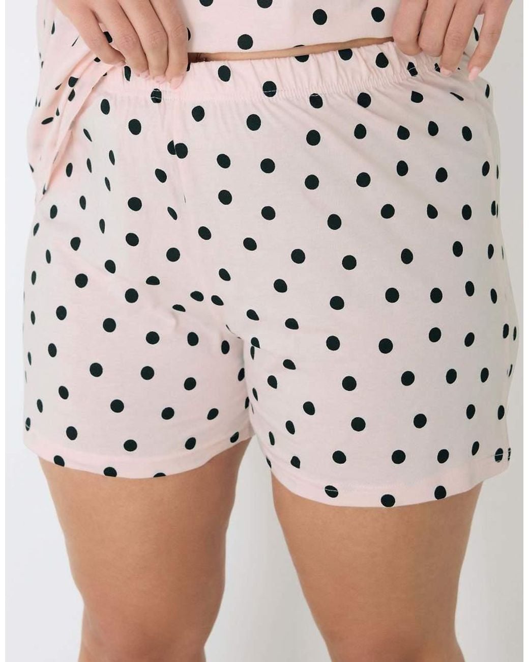 Yours Clothing White Polka Dot Pyjama Shorts