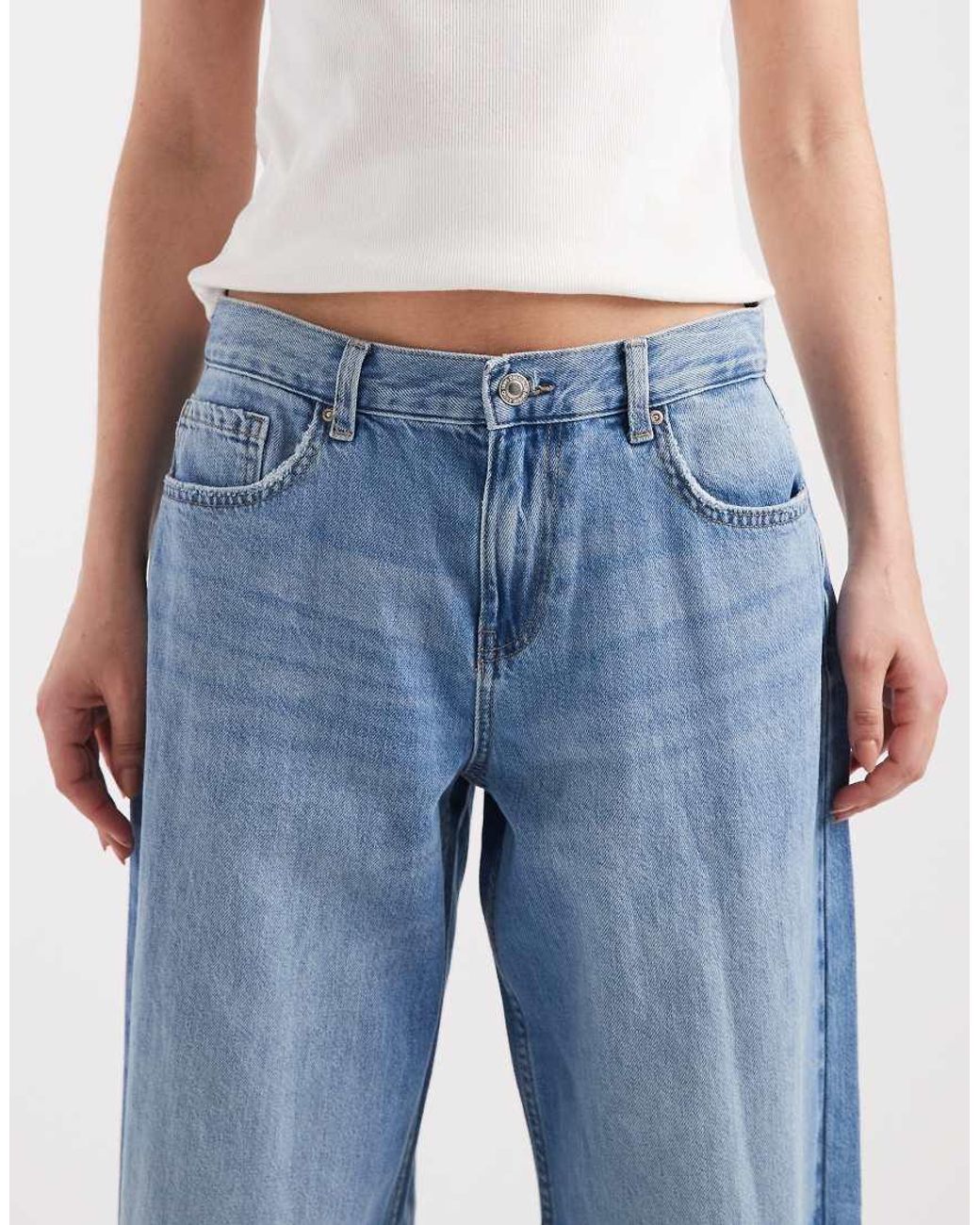 ONLY Blue Maya Mid Rise Wide Leg Jeans