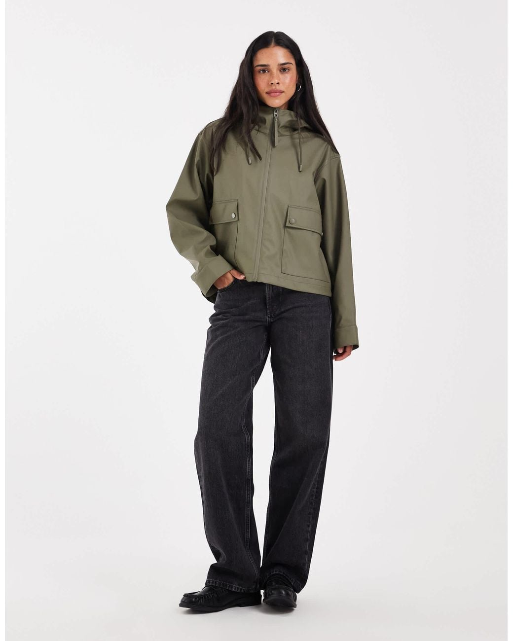 ONLY Green Hooded Rain Jacket