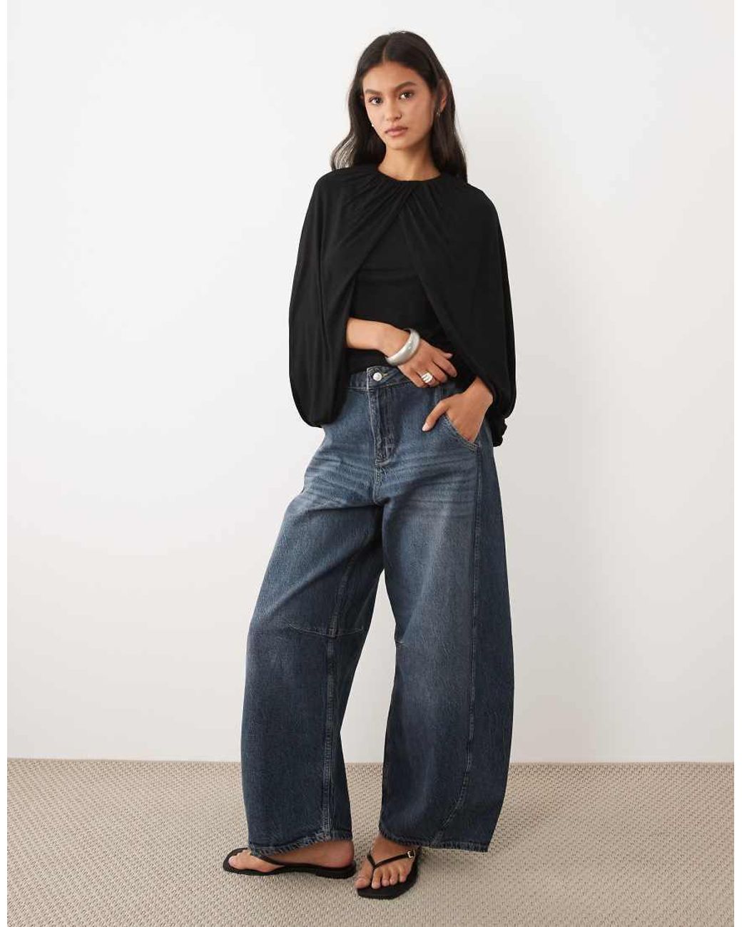 ASOS Black Cape Sleeve Top