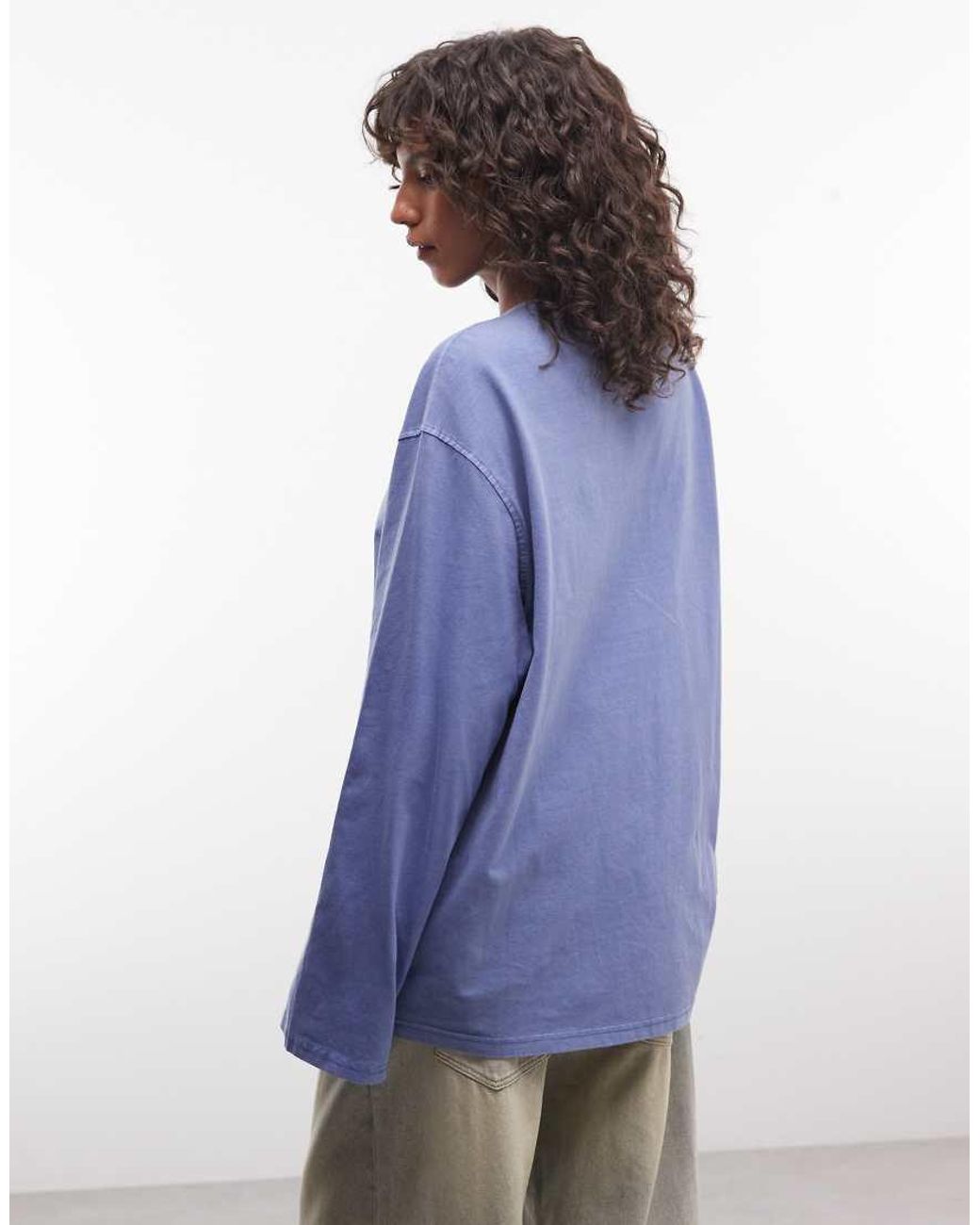 Weekday Blue Oversized Long Sleeve T-shirt