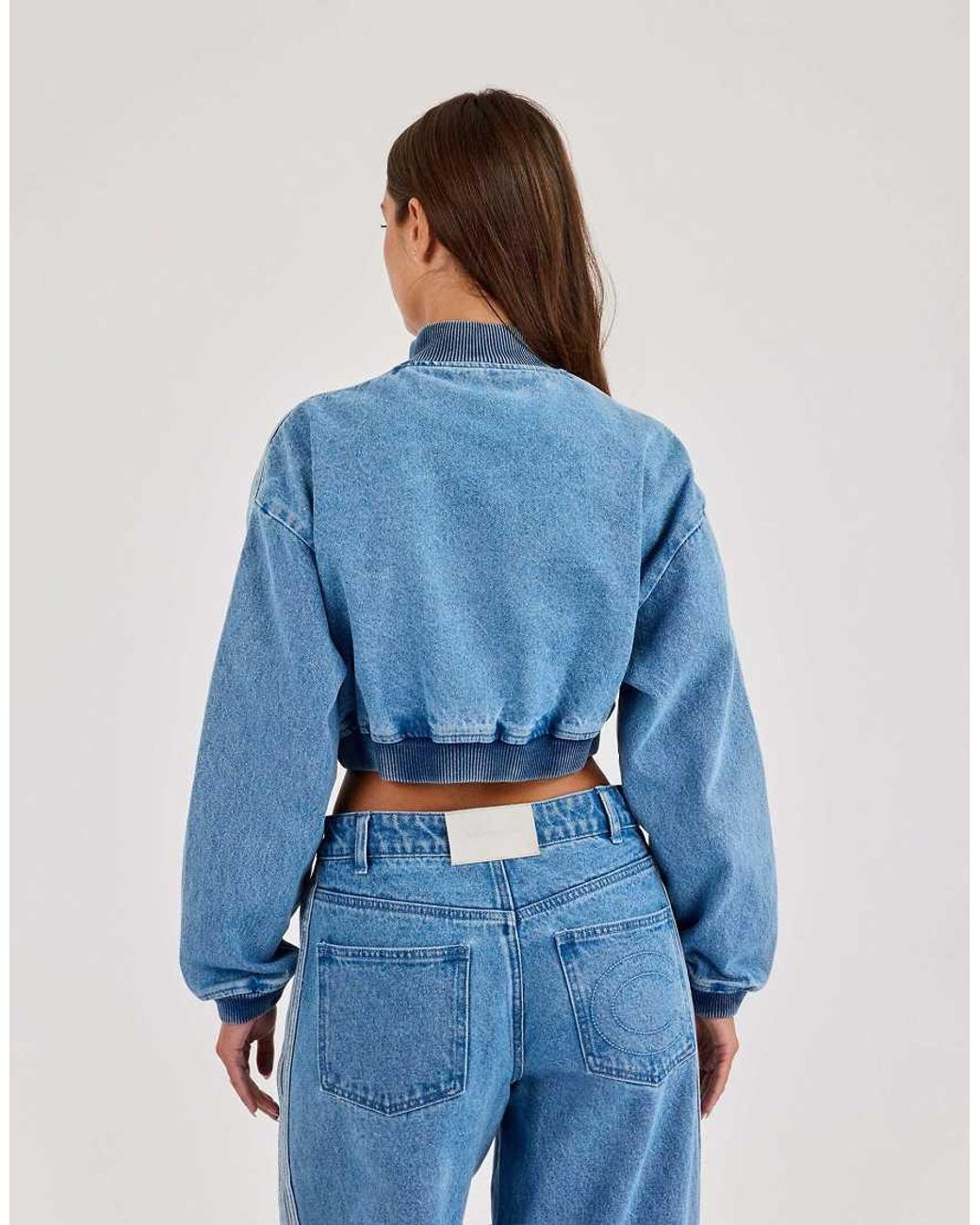 CERNUCCI Blue Denim Taping Bomber Jacket