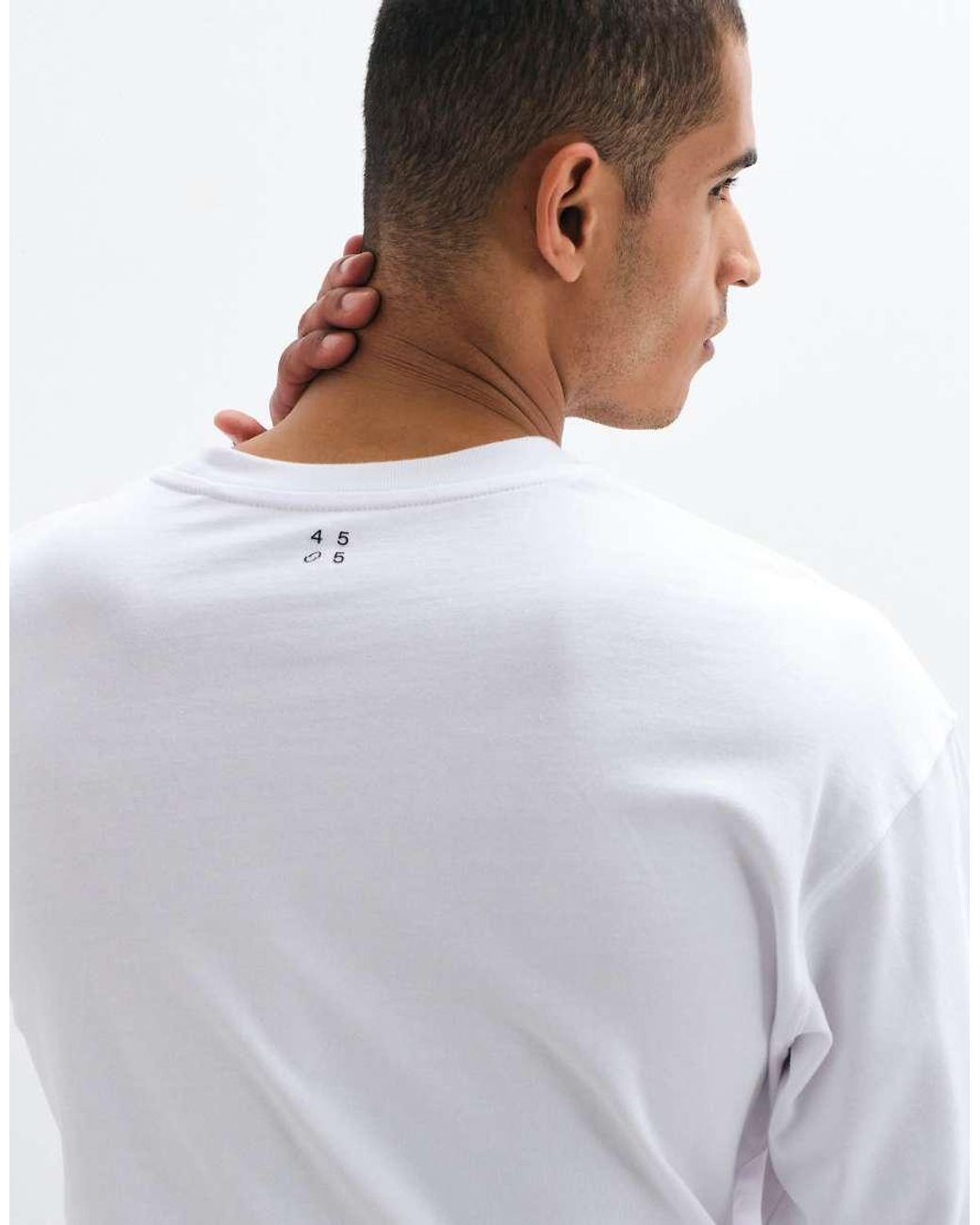 4505 White Heavyweight Cotton Shrunken Boxy Fit Long Sleeve T-shirt With Quick Dry Finish for men