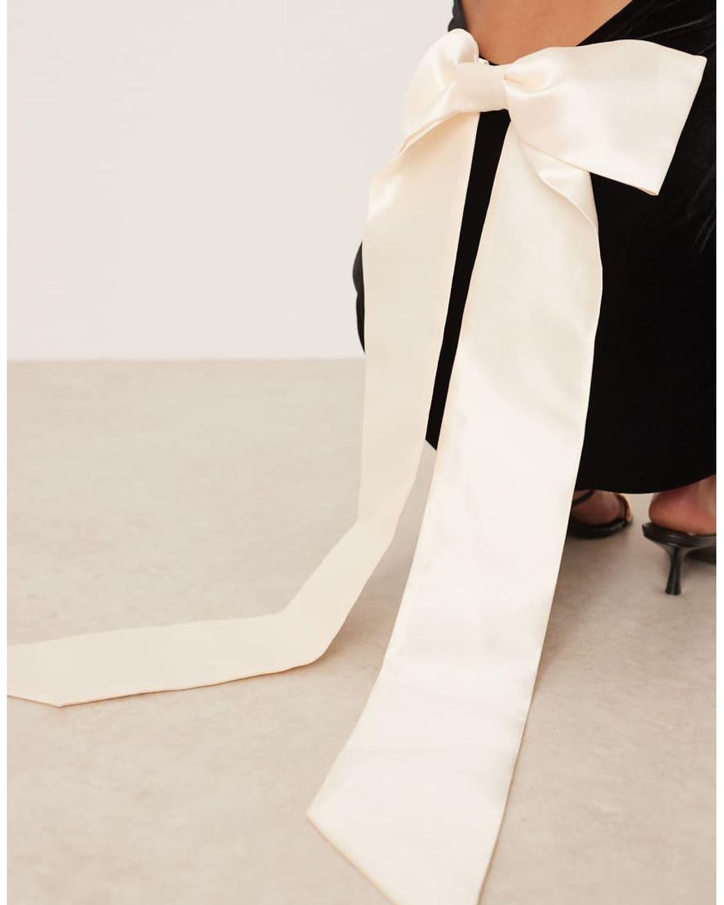 Never Fully Dressed Natural Petite Open Back Mini Dress With Detachable Bow