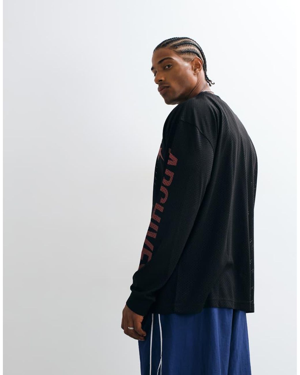 ASOS Blue Oversized Long Sleeve T-shirt With Graphic for men