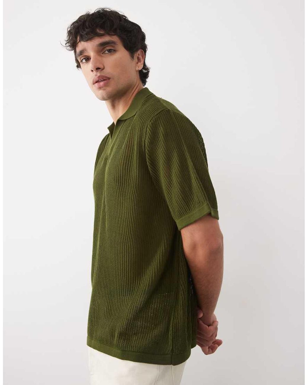 ASOS Green Oversized Open Knitted Notch Neck for men