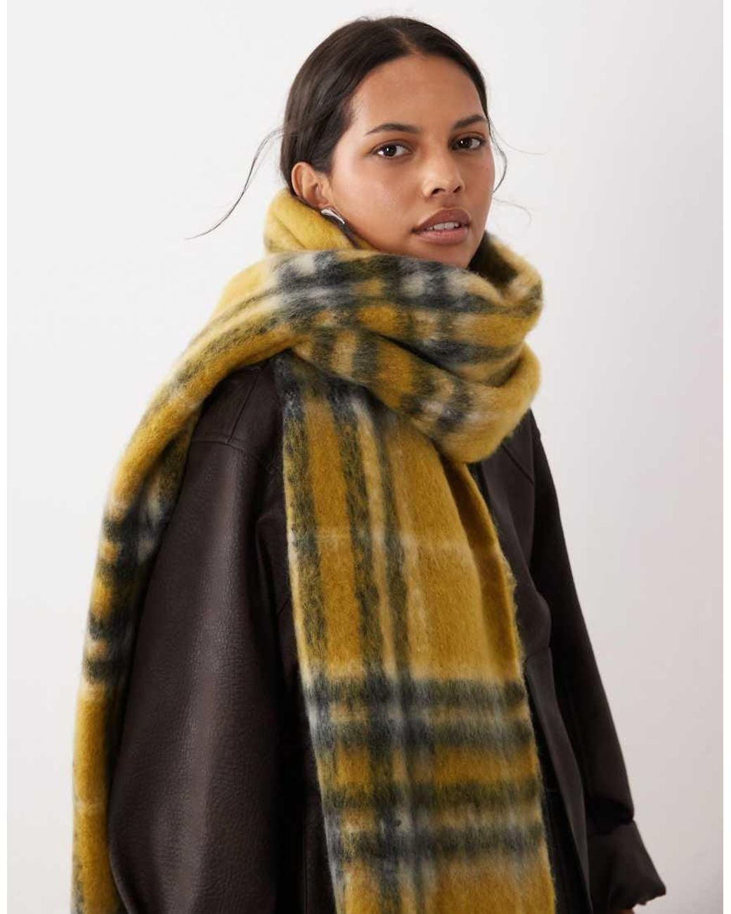 ASOS Green Woven Scarf With Check Design