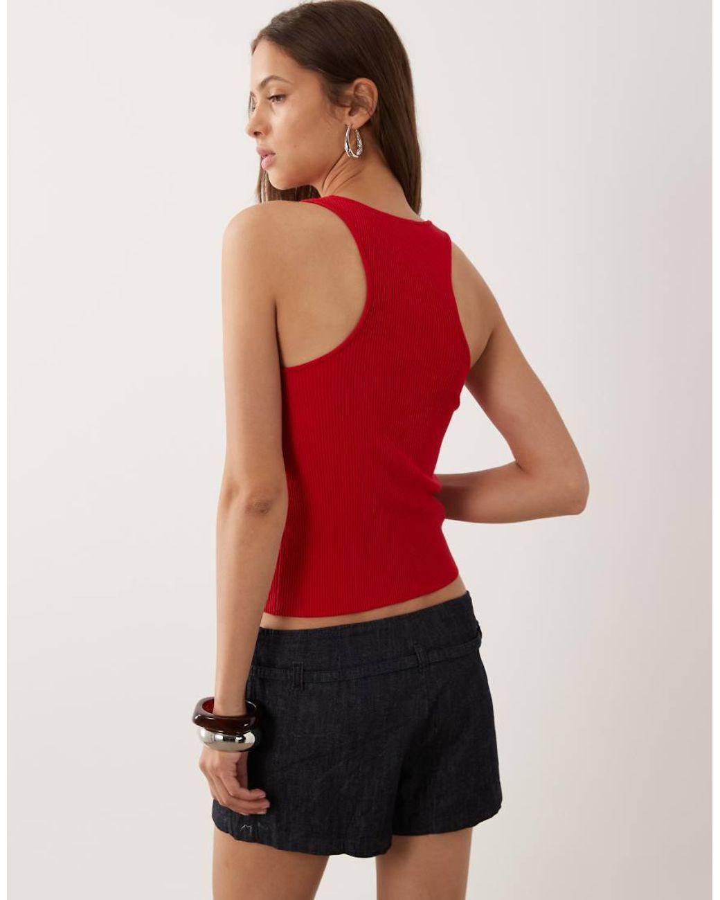 Mango Red Scoop Neck Sleeveless Top
