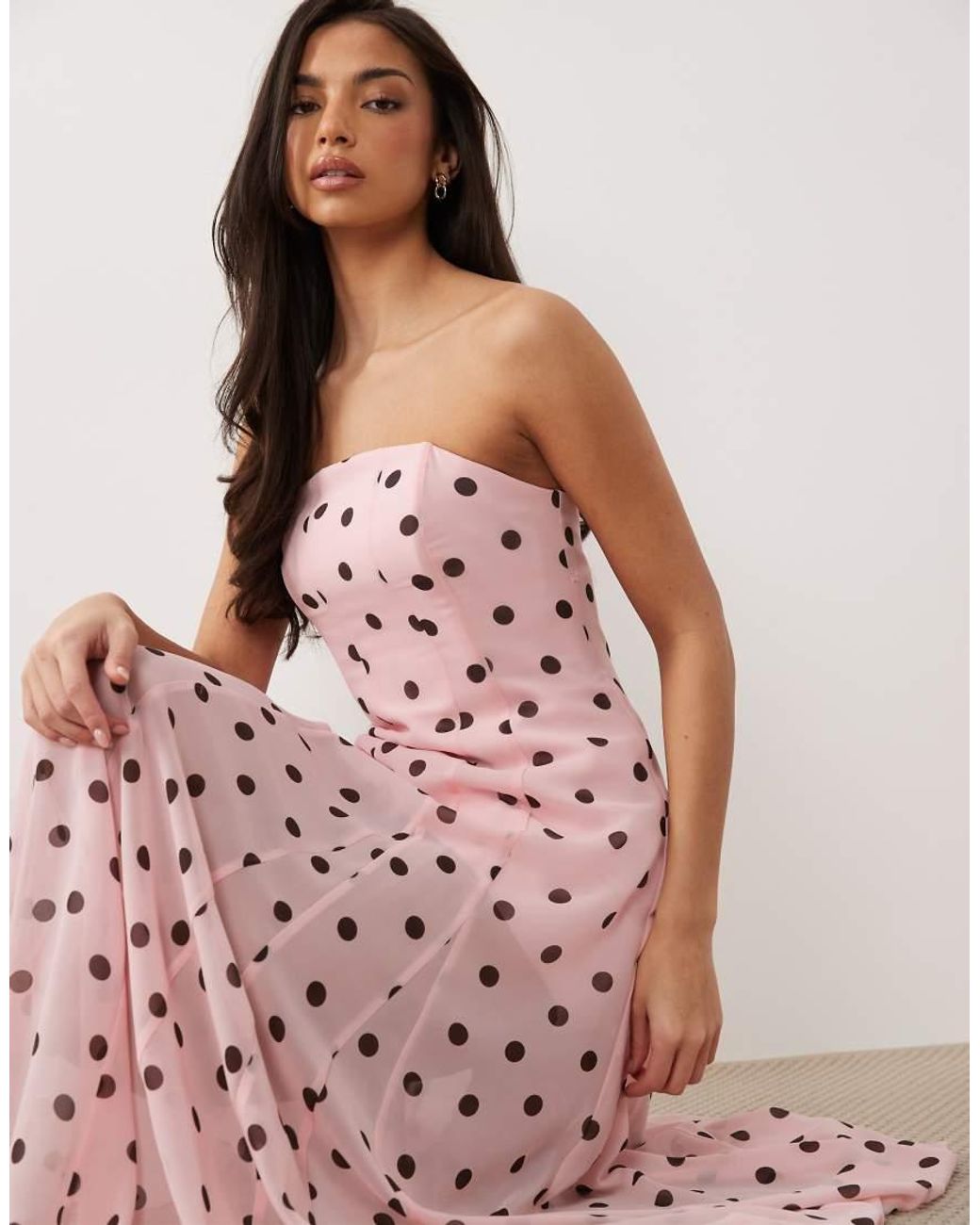 Forever New Pink Chiffon Bandeau Maxi Dress