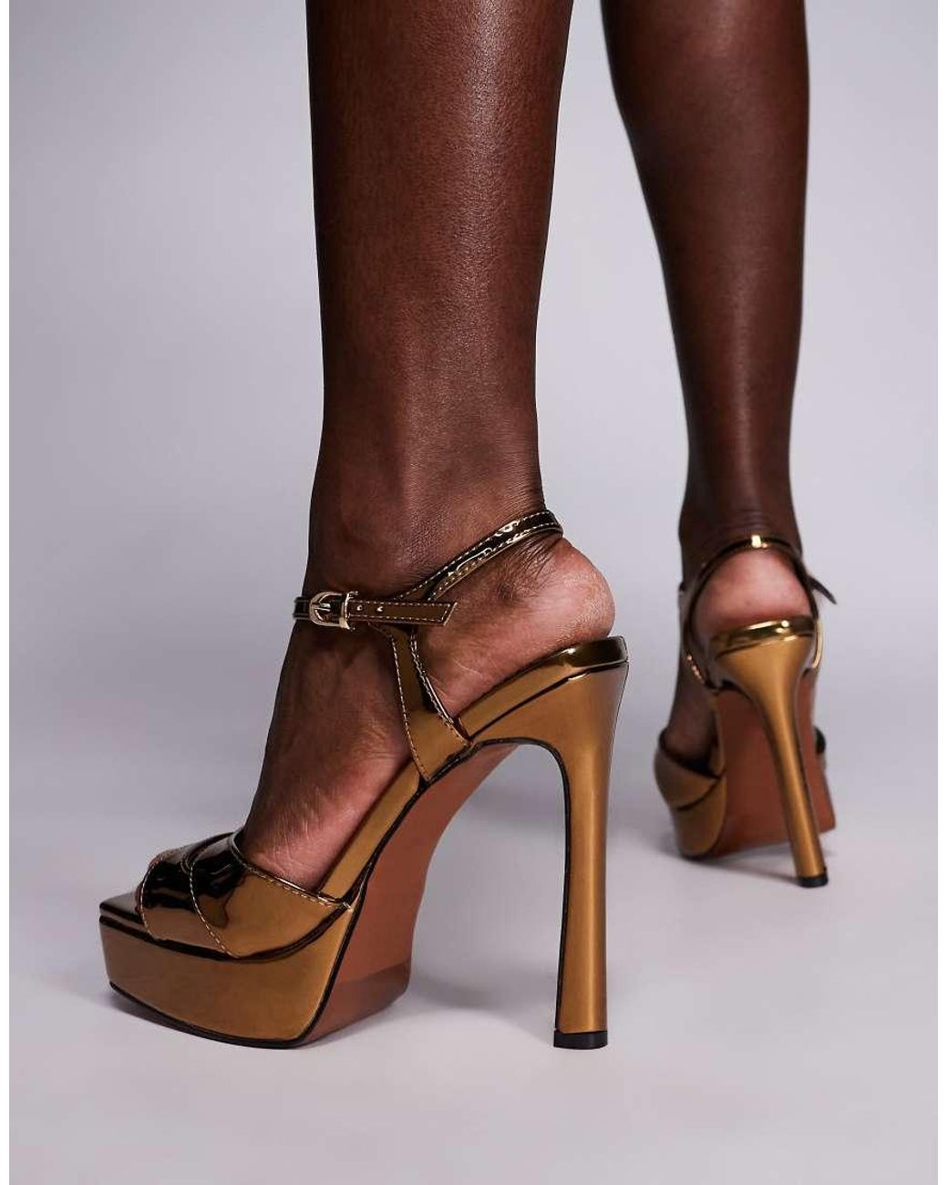 River Island Brown Platform Heeled Sandal