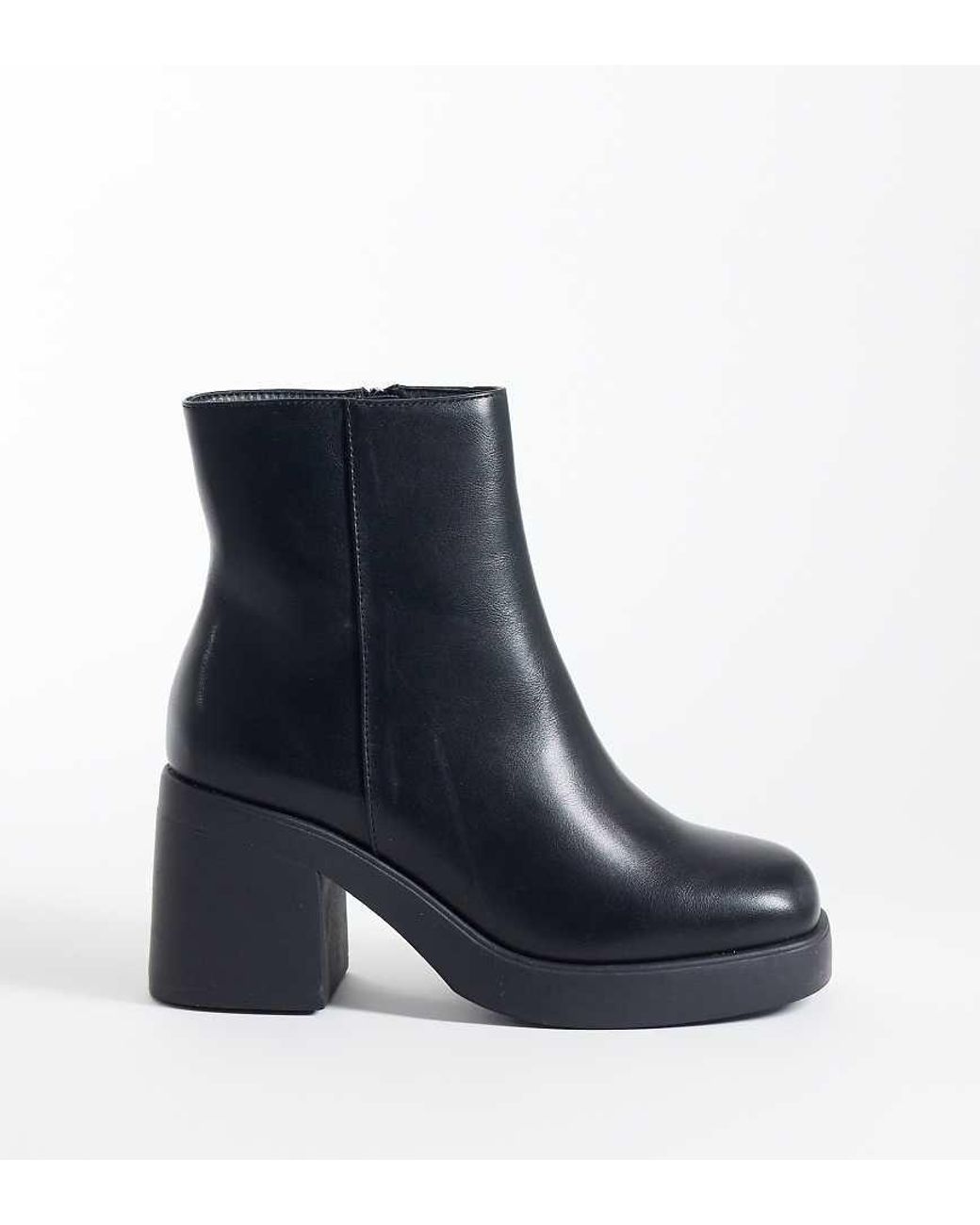 SEQWL Wide Fit Blue Audi Chunky Ankle Boots
