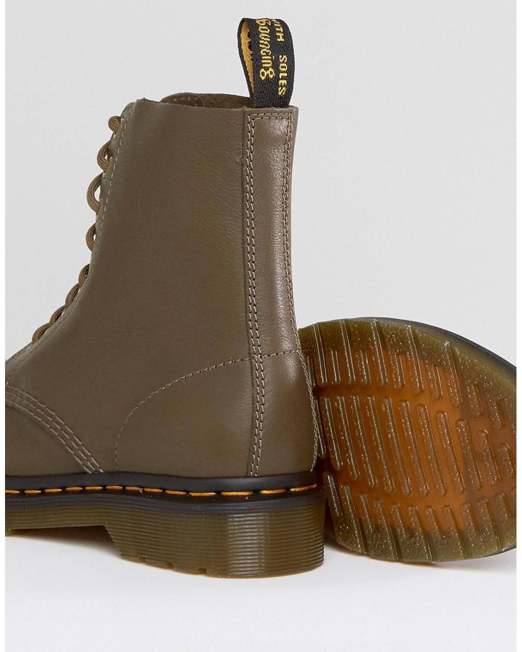 Dr. Martens Leather Pascal Khaki 8 Eye Boots in Green | Lyst Australia