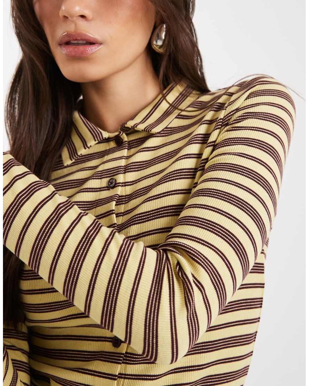 Miss Selfridge Multicolor Long Sleeve Fitted Button Through Shirt