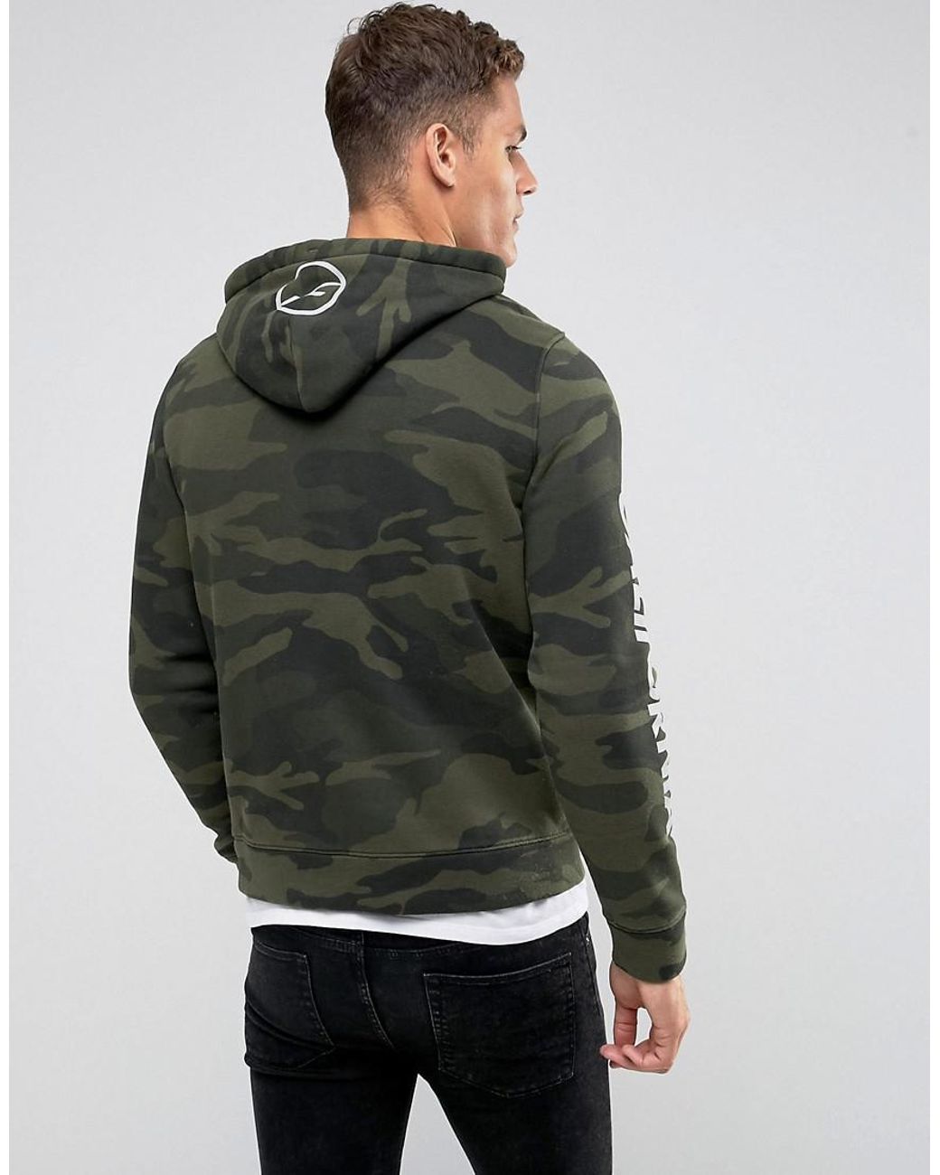 Hollister Hoodie Athletic Print Logo In Green Camo for Men | Lyst