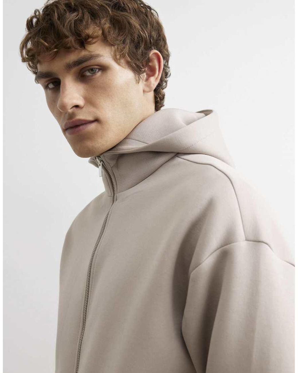 River Island Gray Oversized Fit Premium Hoodie for men