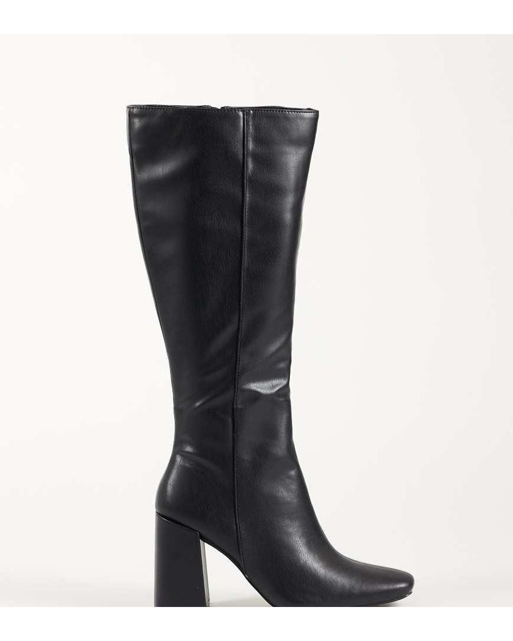 Public Desire Black Apology Block Heel Knee Boots