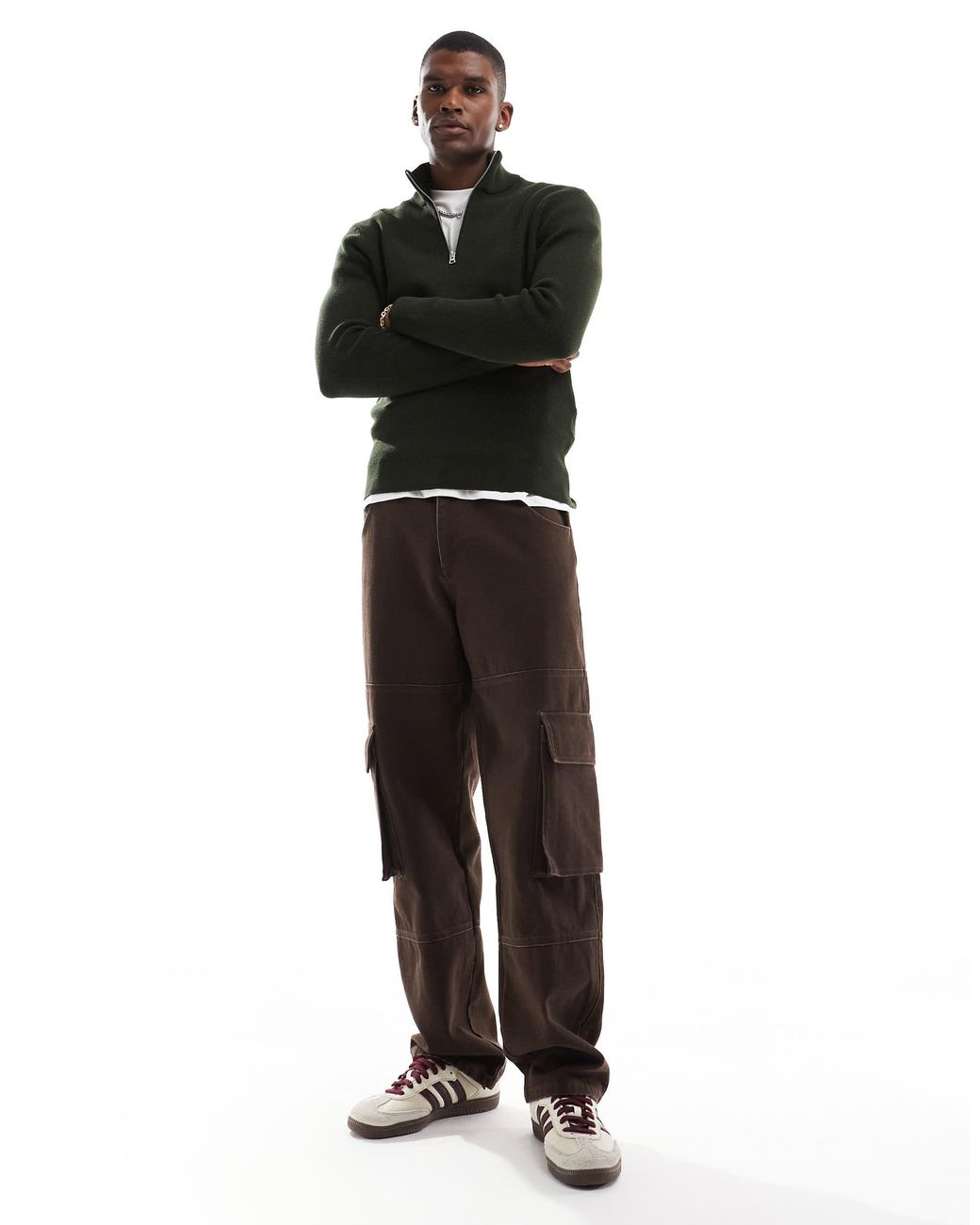 Only & Sons Black Ribbed Half Zip Jumper for men