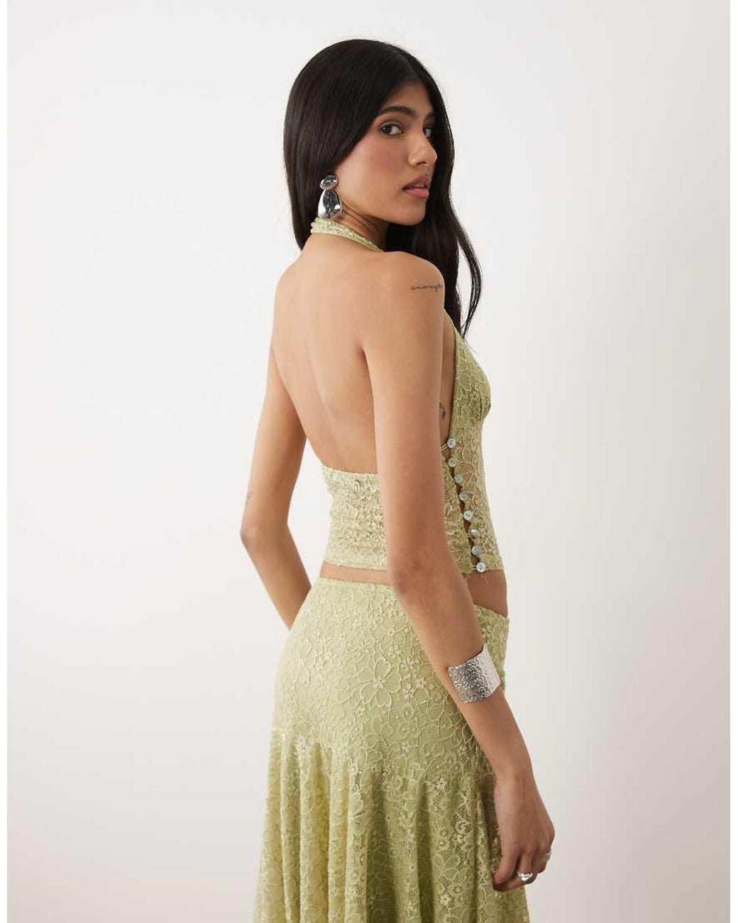Motel Natural Calora Lace Halter Top