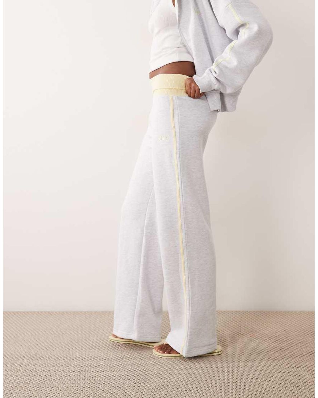 Kaiia Natural Cotton Rich Stripe Foldover Waistband Joggers Co-Ord