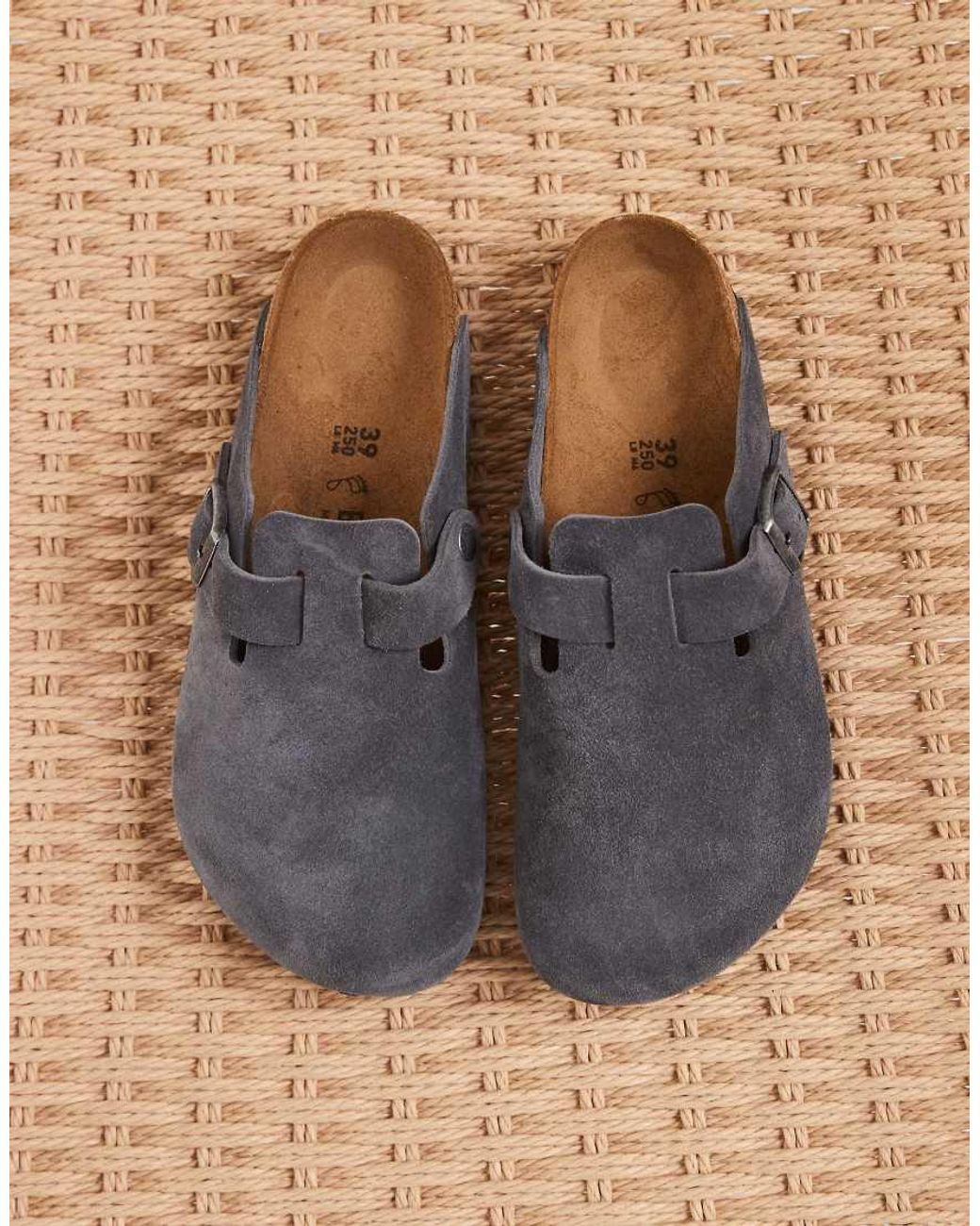 Birkenstock Natural Boston Suede Clogs
