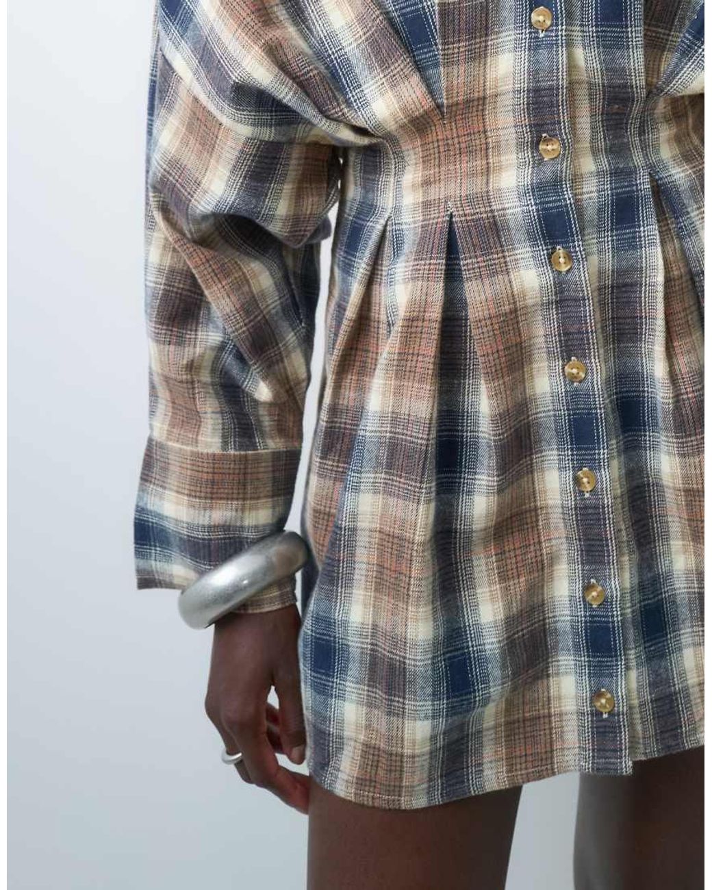 ASOS Multicolor Nipped Waist Mini Shirt Dress