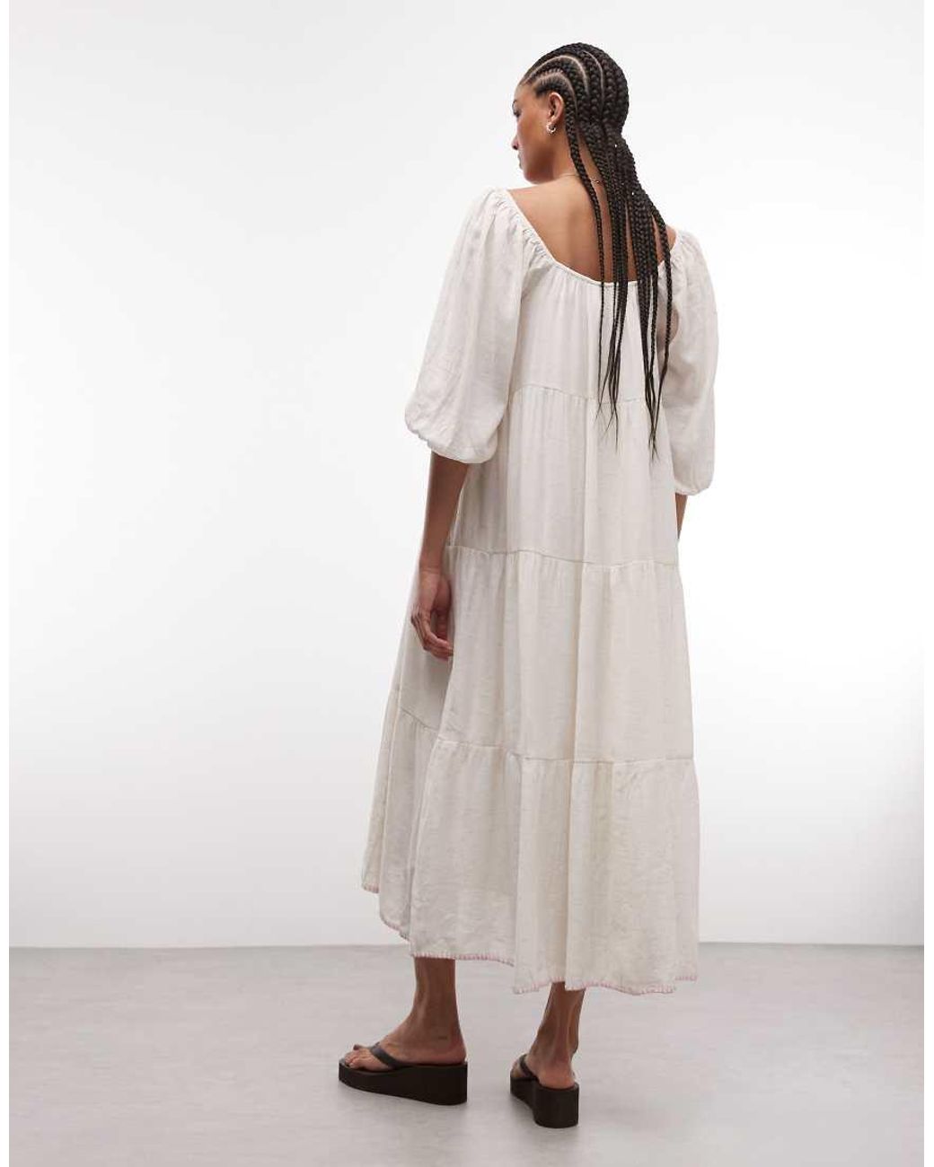 Daisy Street White Chuck On Smock Dress With Embroidery Floral