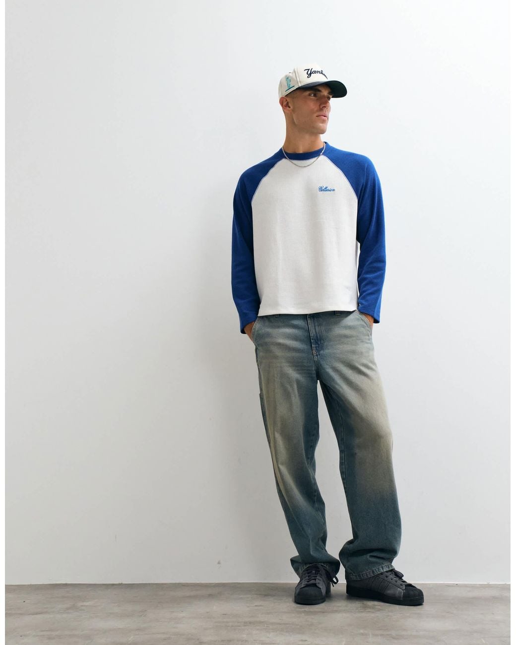 Collusion Blue Boxy Raglan Tee for men