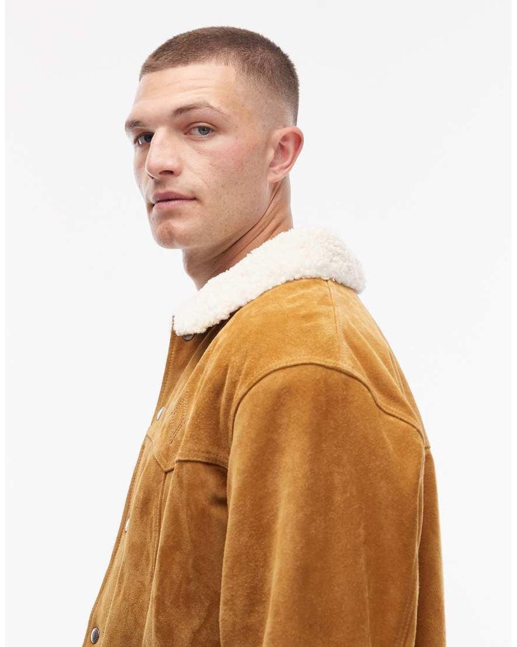 Levi's Blue Western Sherpa Suede Trucker Jacket for men