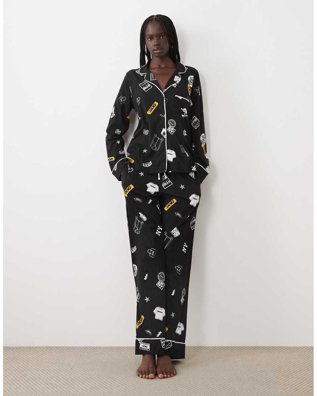 DKNY White Long Sleeve Cotton Pyjama Set