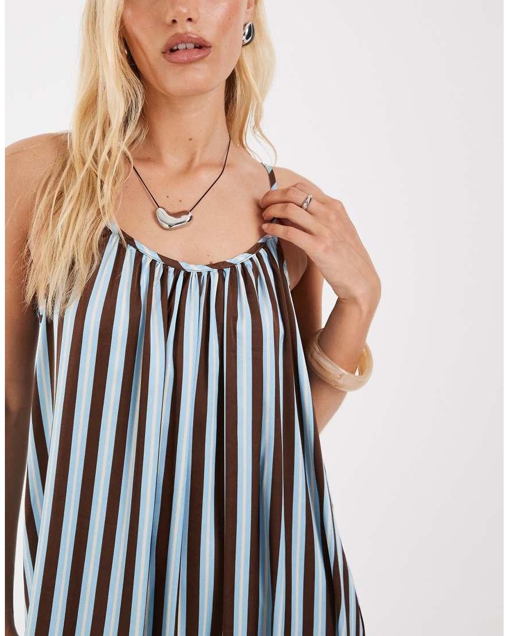 Object White Vertical Stripe Cami Maxi Dress