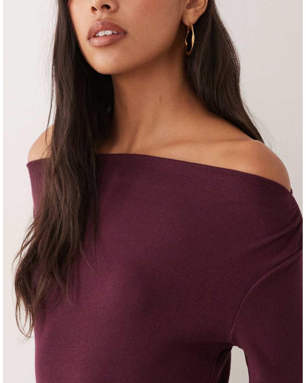 Mango Red Boat Neck Long Sleeve Top