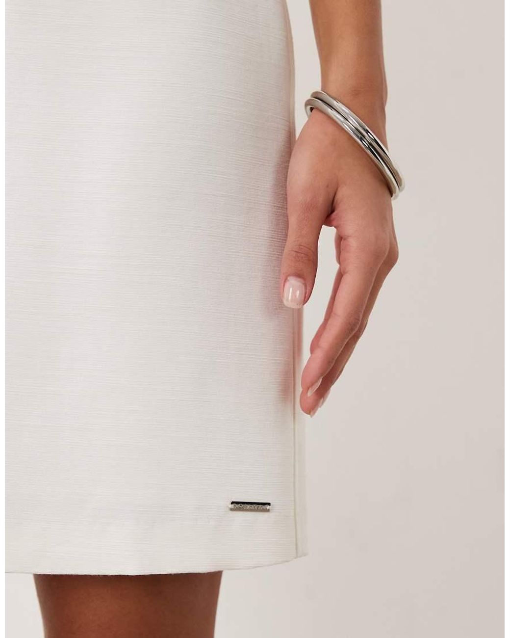 Calvin Klein White Heavy Textured Shine Mini Dress