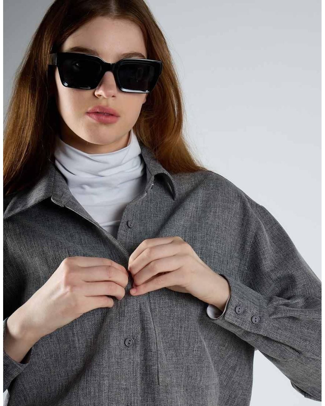 Glamorous Gray Oversized Long Sleeves Shirt