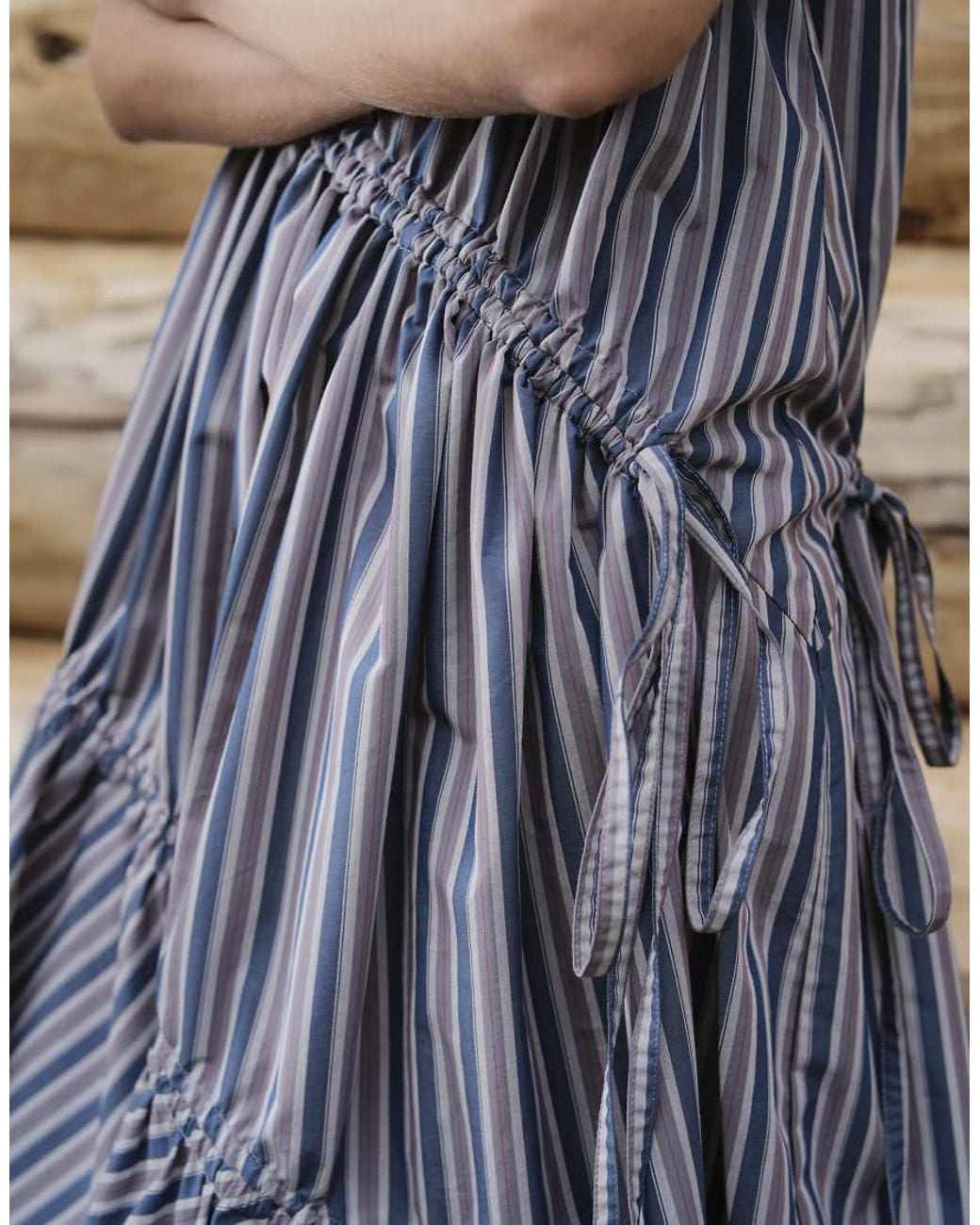 Daisy Street Blue Puff Sleeve Tiered Midi Dress