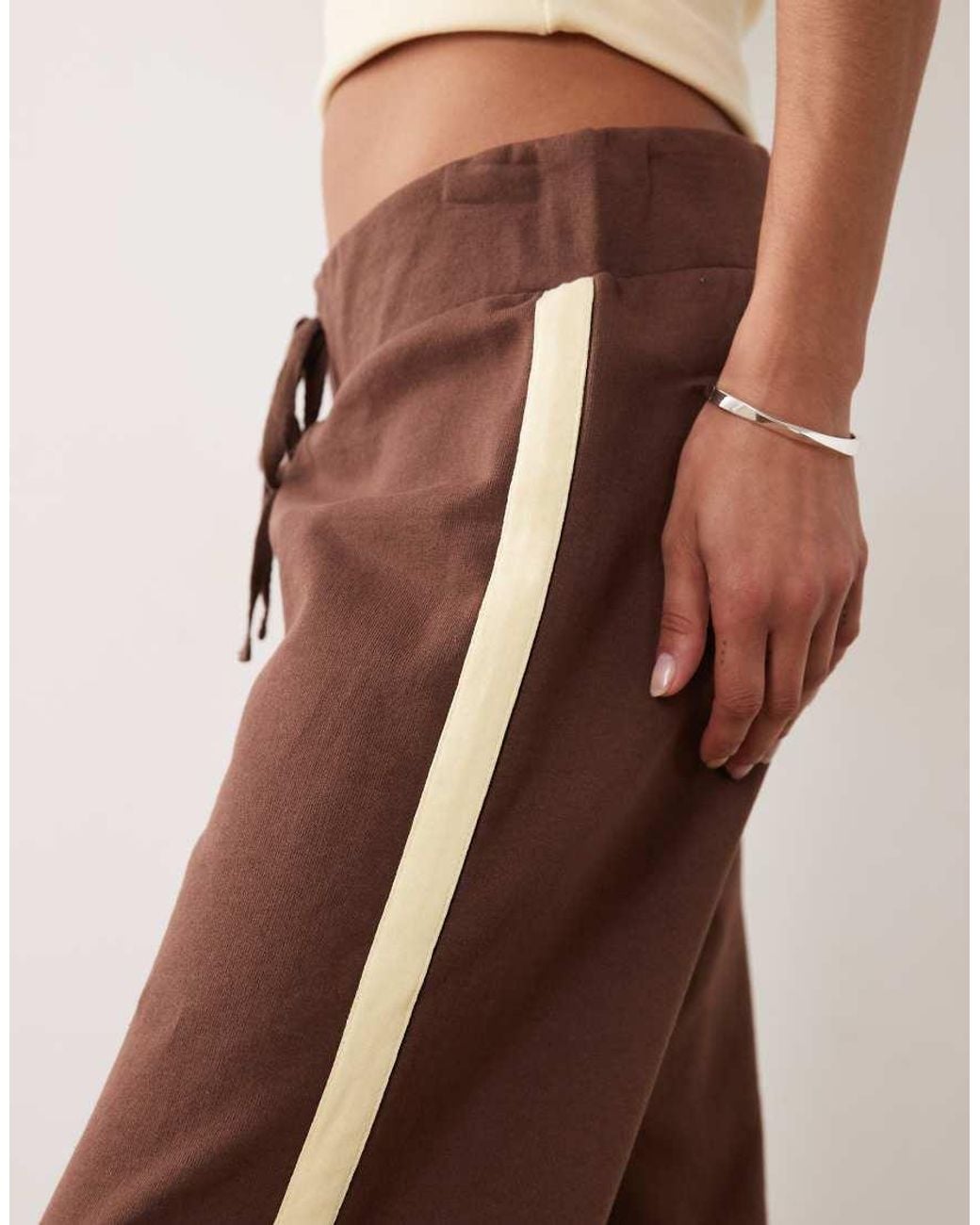 ASOS Brown Yoga Trouser With Contrast Side Stripe