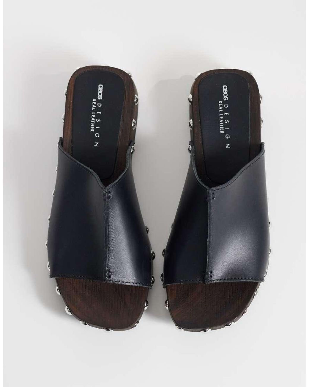 ASOS Black Franco Premium Mule Sandal Clogs