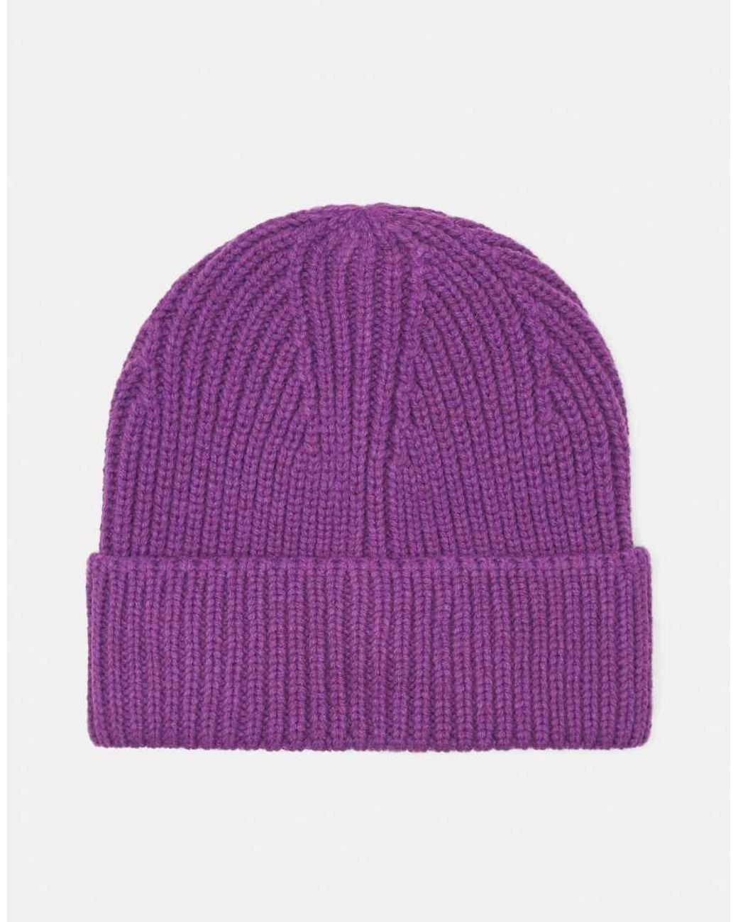 Pull&Bear Purple Chunky Knit Beanie for men