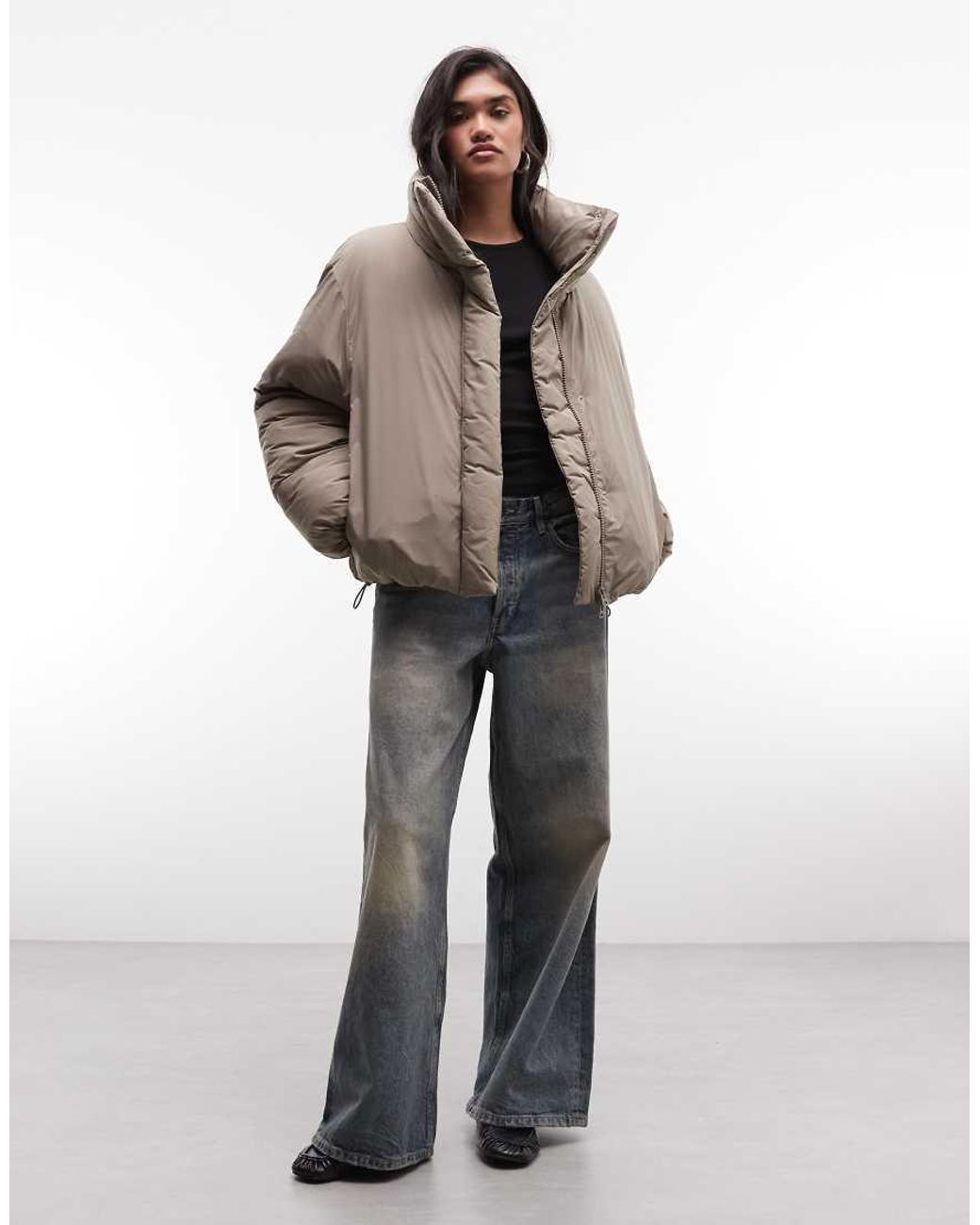 Weekday Natural High Neck Oversized Puffer Coat