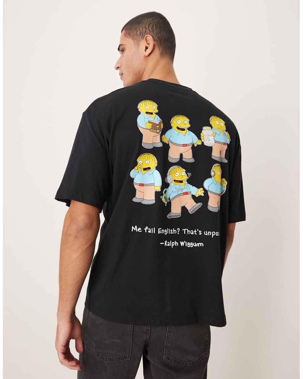 ASOS Black Oversized T-Shirt With Simpsons Print for men
