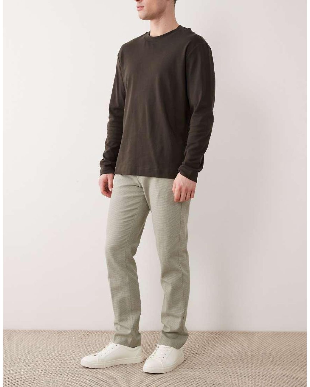 ASOS Green Linen Rich Slim Tailored Trousers for men