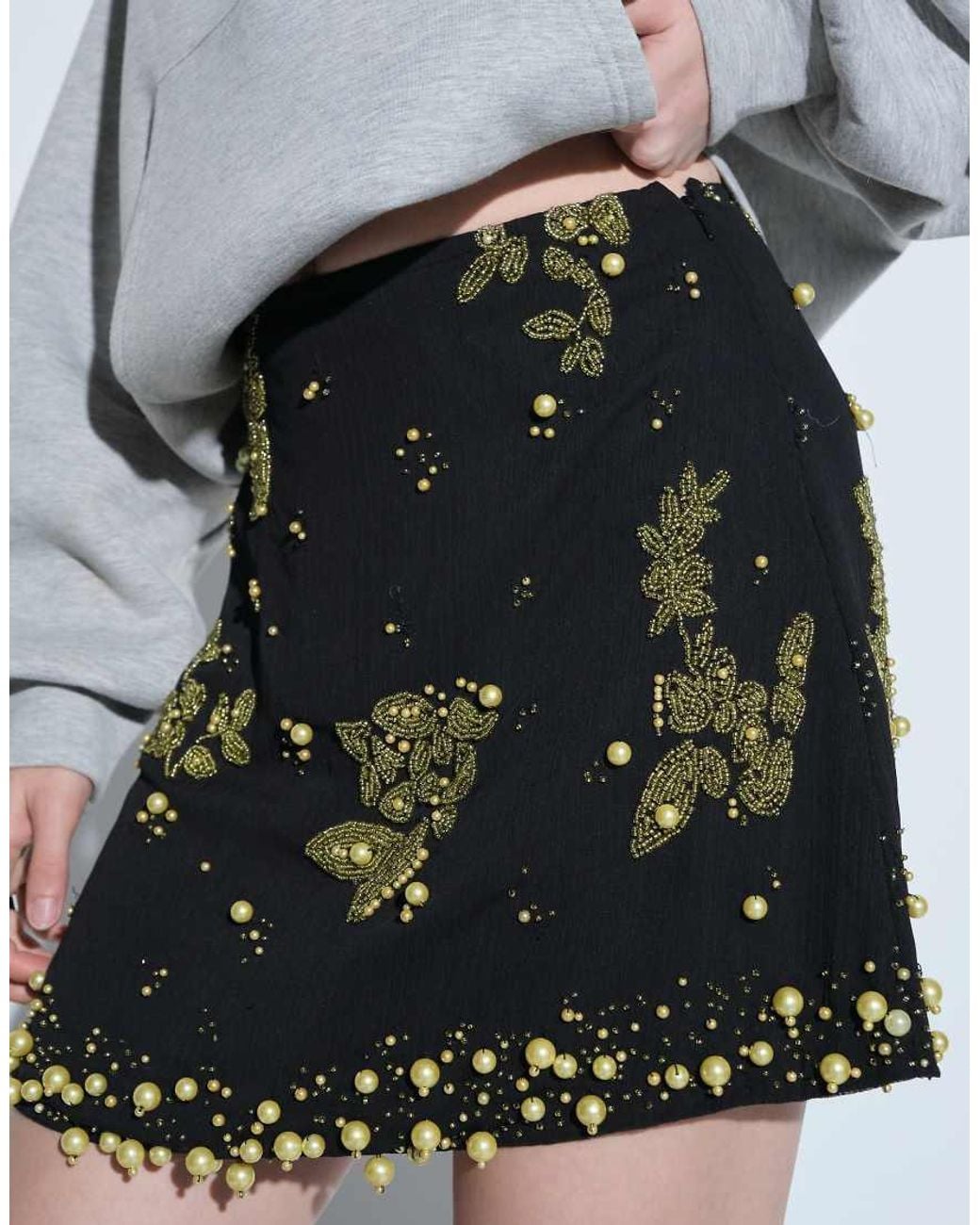 ASOS Black Bead Embellished Mini Skirt