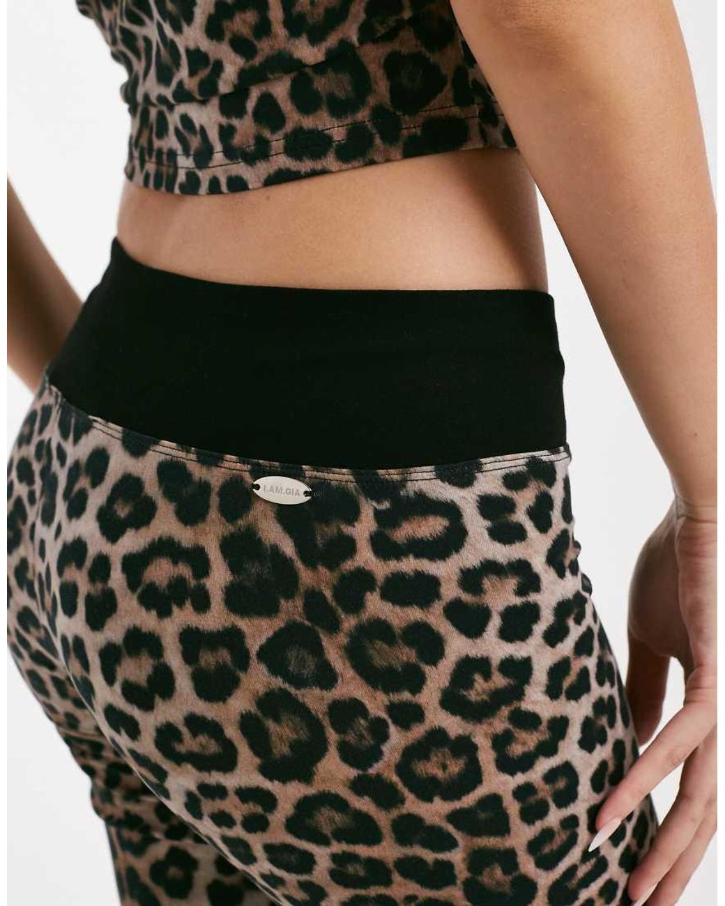 I.AM.GIA Multicolor Blare Sculpting Slinky Contrast Crossover Waist Flared Trouser Co-Ord