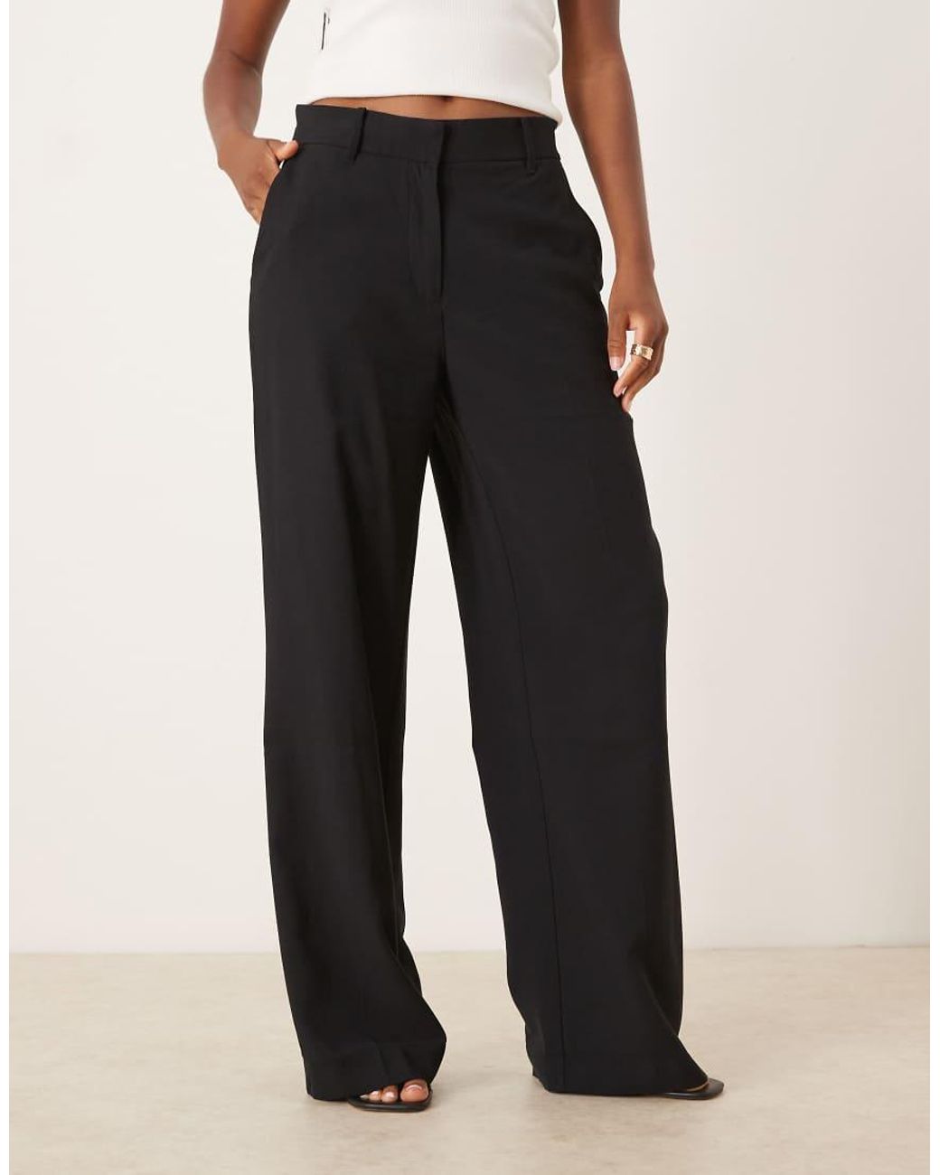 Mango Natural Straight Pleat Front Tailored Trouser
